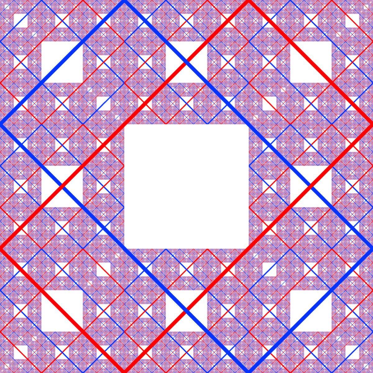 Fractal: Sierpiński Carpet with coloured diagonals