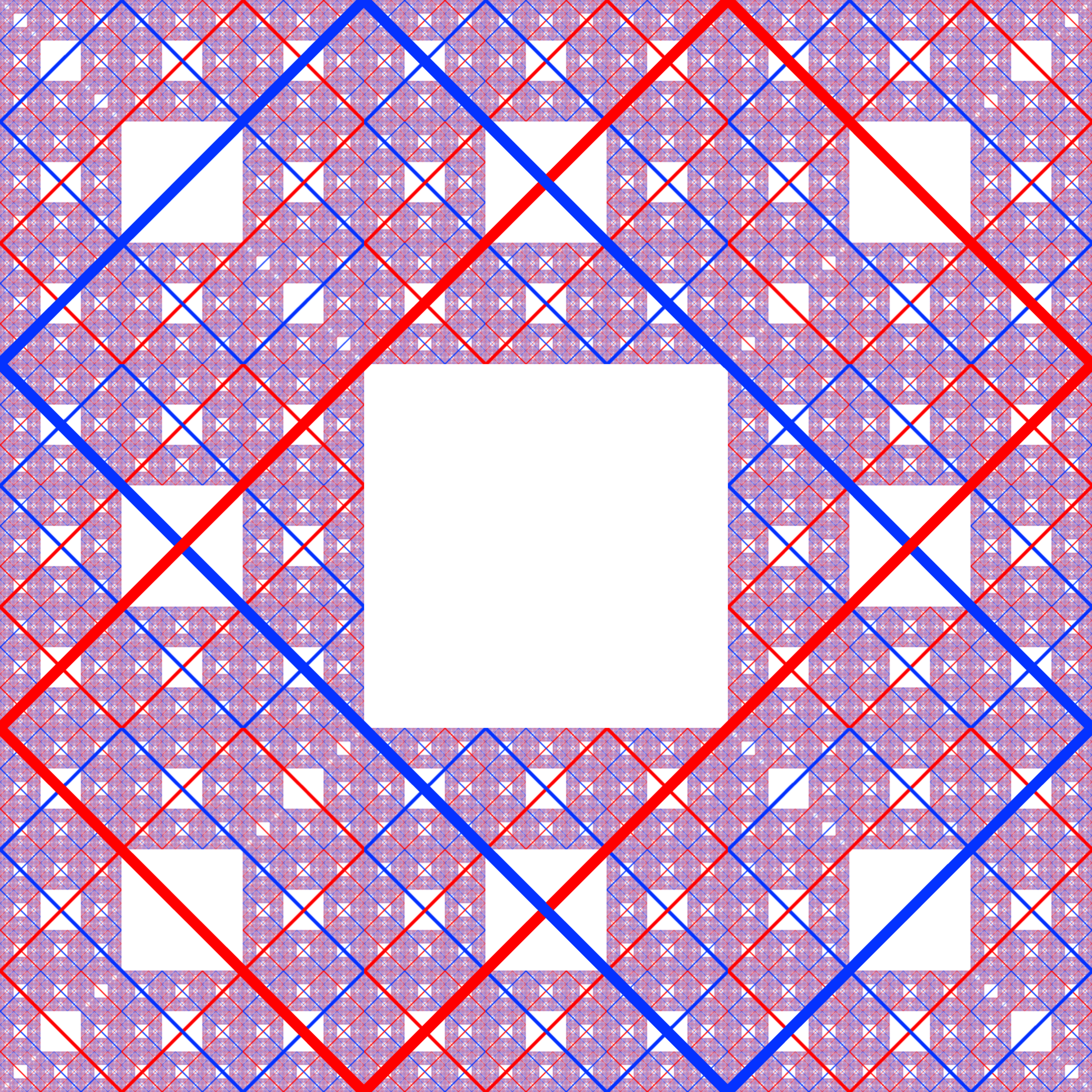 Fractal: Sierpiński Carpet with coloured diagonals