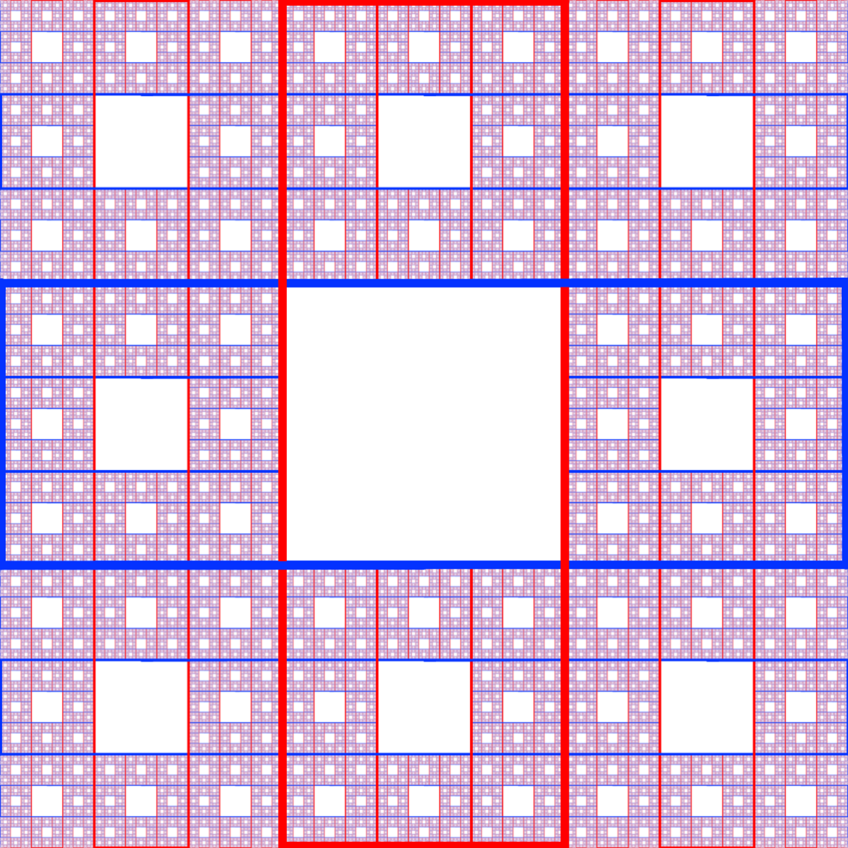 Fractal: Sierpiński Carpet with coloured outline