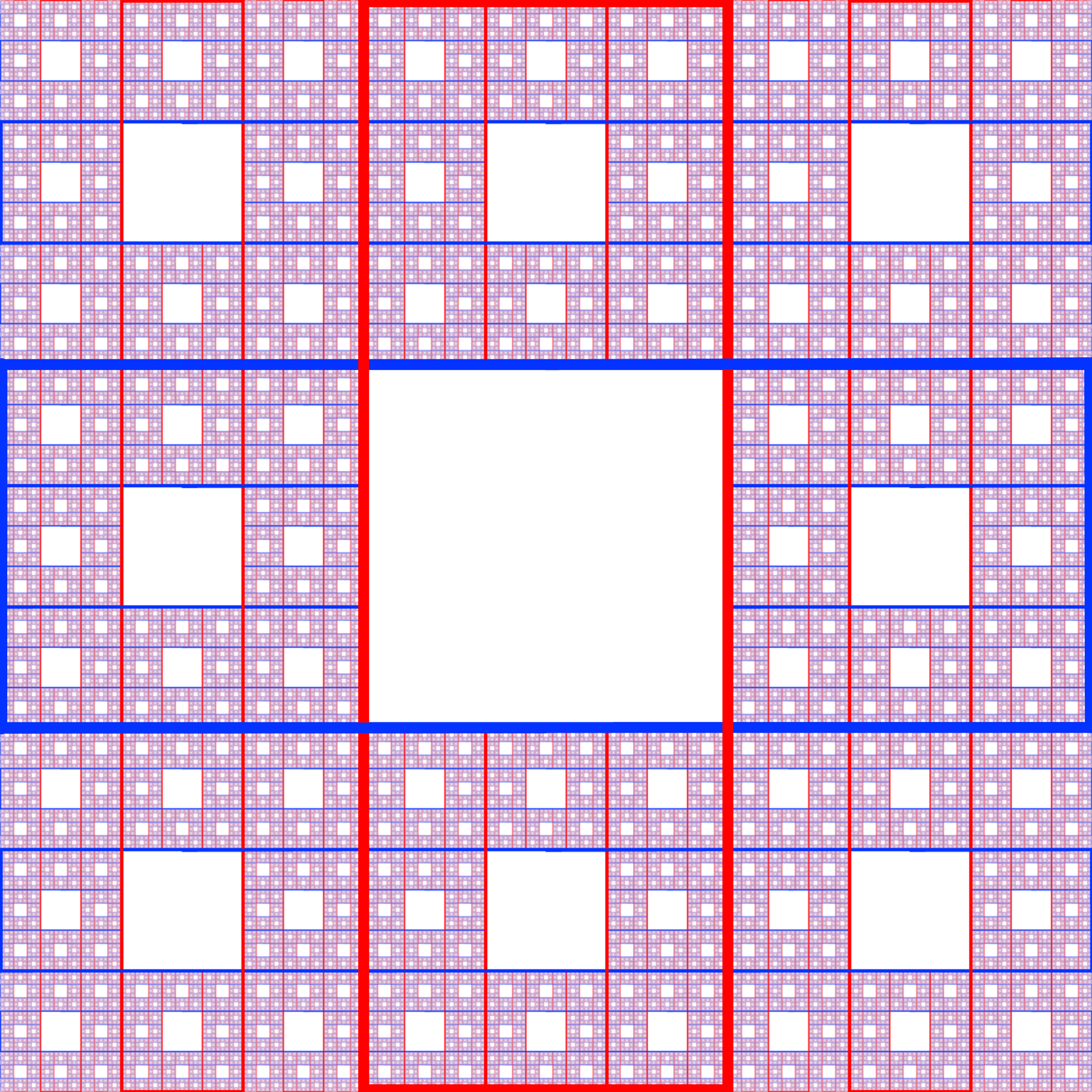 Fractal: Sierpiński Carpet with coloured outline