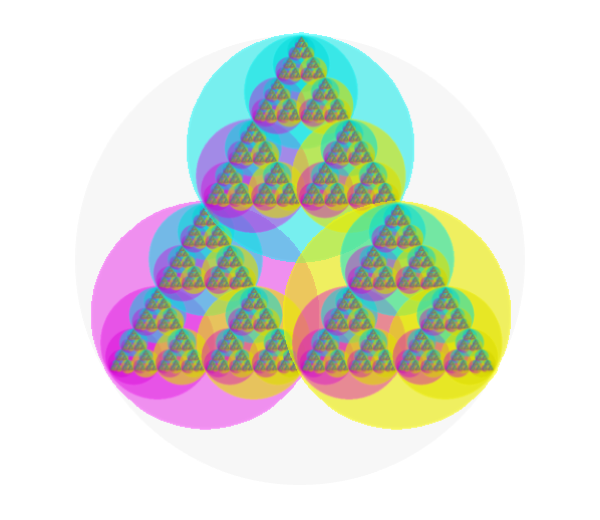 Thumbnail: Sierpiński Triangle made of coloured circles